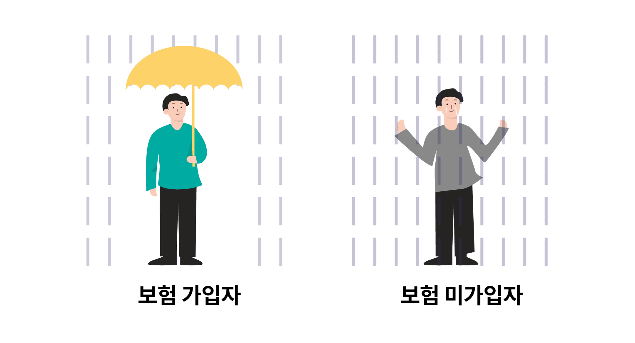 보험 가입 미가입자 일러스트 이미지