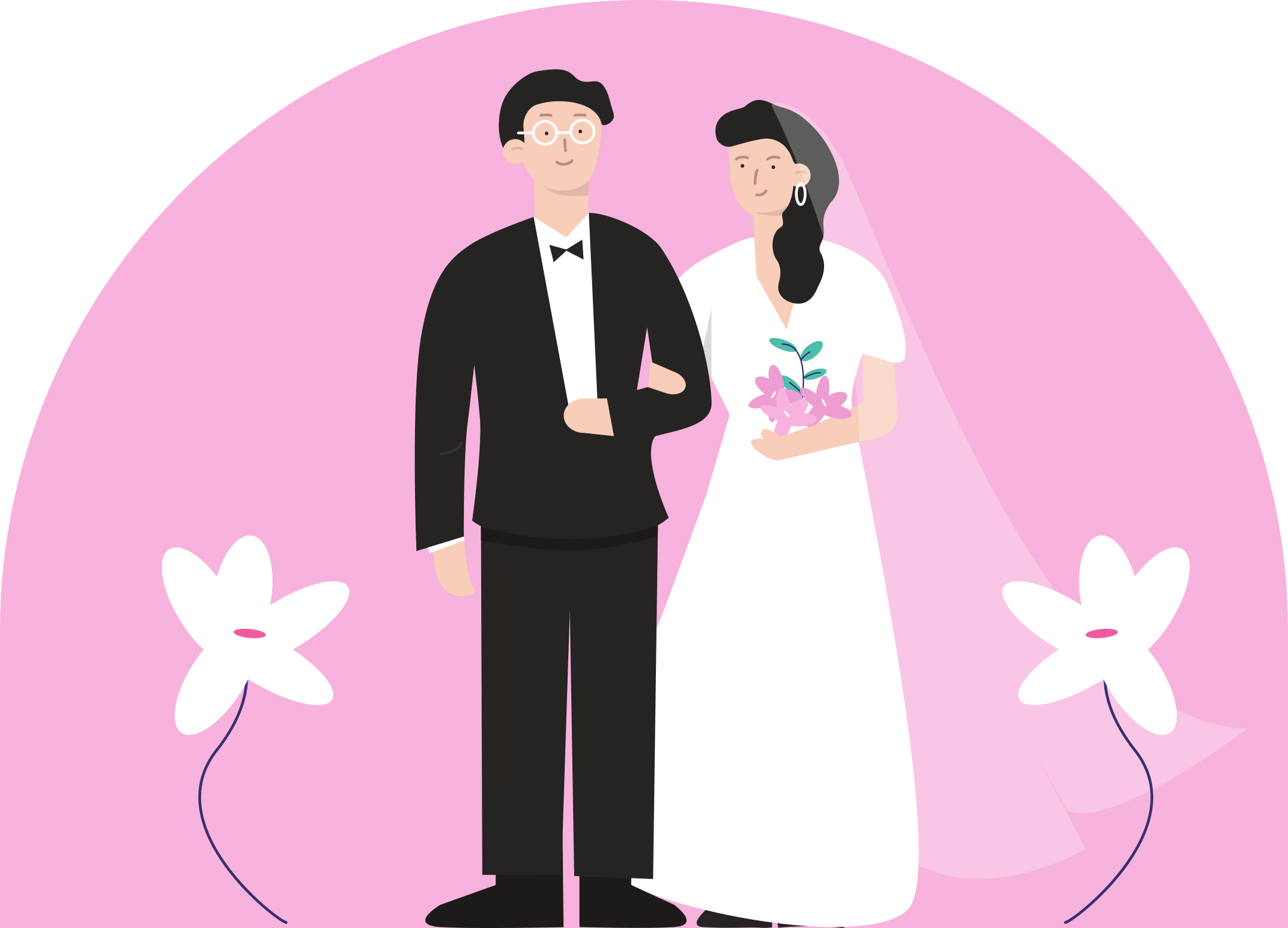 결혼하는 커플 일러스트 이미지